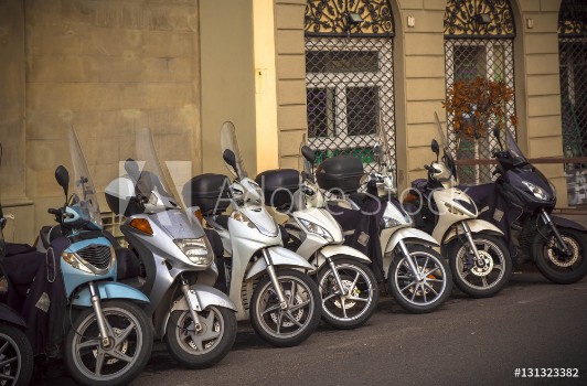 Picture of motorcycles in the streets of Italian cities